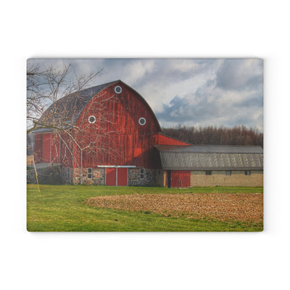 U R There Photography Clear Lake Road Fieldstone Red Rustic Farmhouse Tempered-Glass Cutting Board