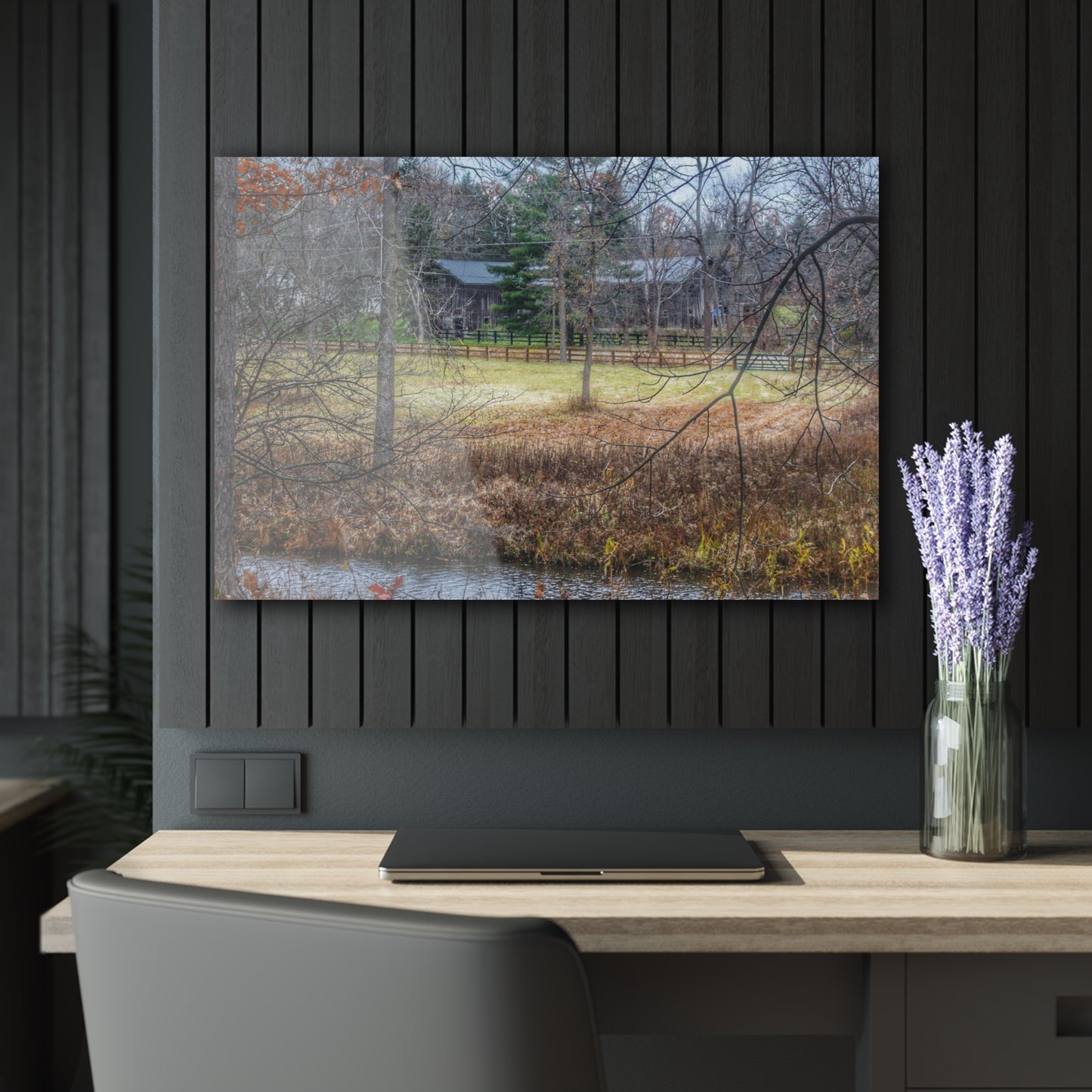U R There Photography Brewer Road Hidden Grey Rustic Farmhouse Acrylic Wall Print