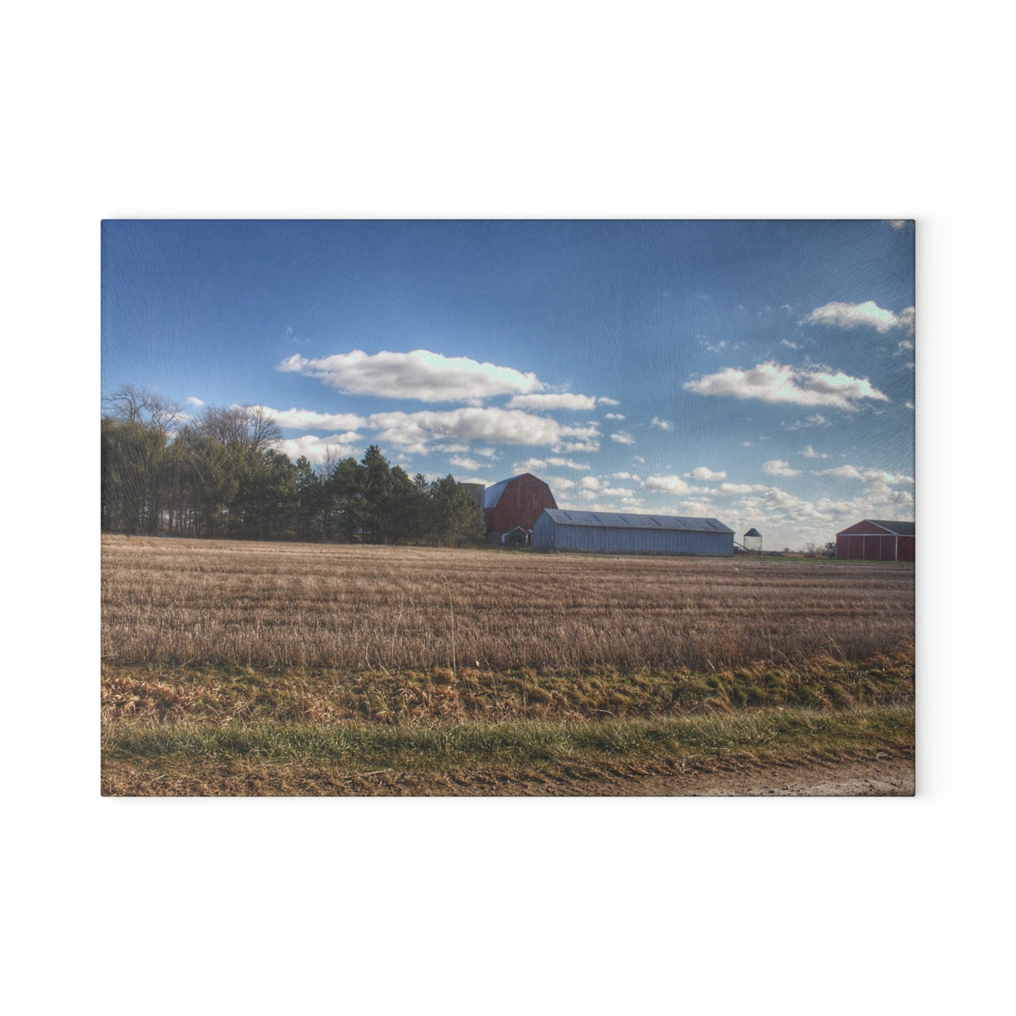 U R There Photography Isles Road Red Rustic Farmhouse Tempered-Glass Cutting Board