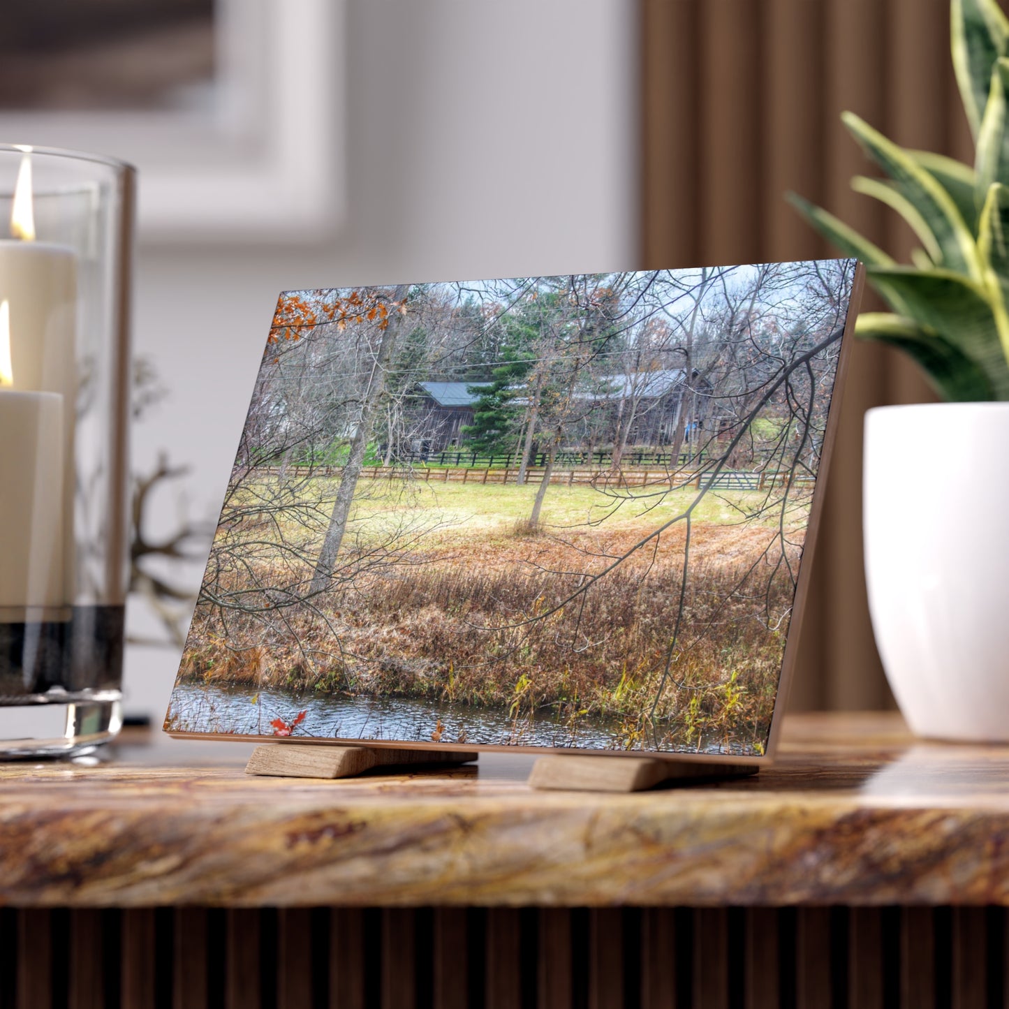 U R There Photography Brewer Road Hidden Grey Rustic Farmhouse Decorative Ceramic Tile