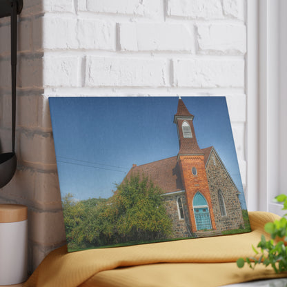 U R There Photography Mayville Church of the Past Rustic Farmhouse Tempered-Glass Cutting Board