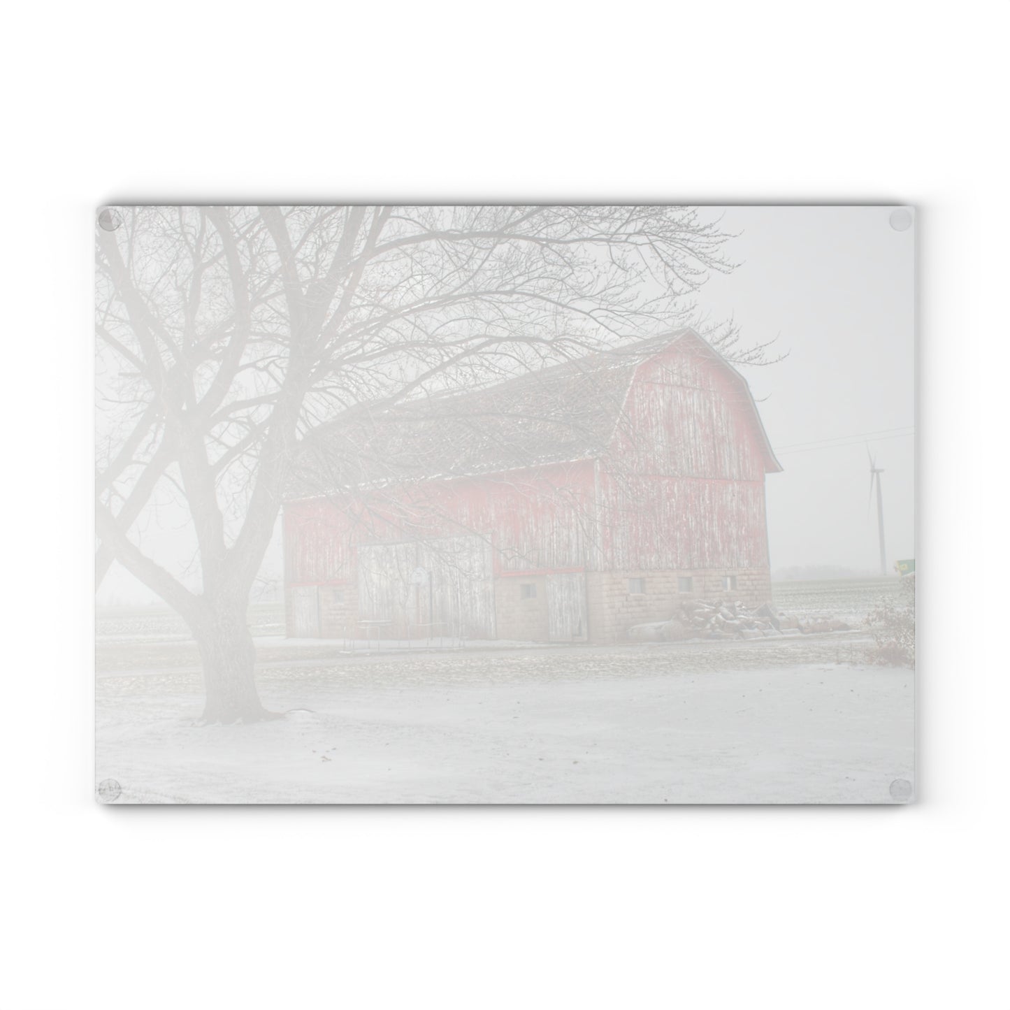 U R There Photography Cumber Road Red I Rustic Farmhouse Tempered-Glass Cutting Board