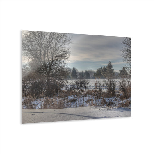 U R There Photography Across Barnes Road Frozen Cornfield Rustic Farmhouse Acrylic Wall Print