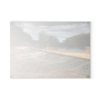 U R There Photography Aside the Tracks in Holly Rustic Farmhouse Tempered-Glass Cutting Board