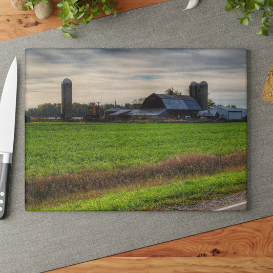 U R There Photography Shepard Road Farm I Rustic Farmhouse Tempered-Glass Cutting Board