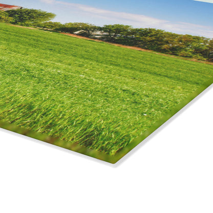 U R There Photography Deckerville Road Hidden Red Rustic Farmhouse Tempered-Glass Cutting Board