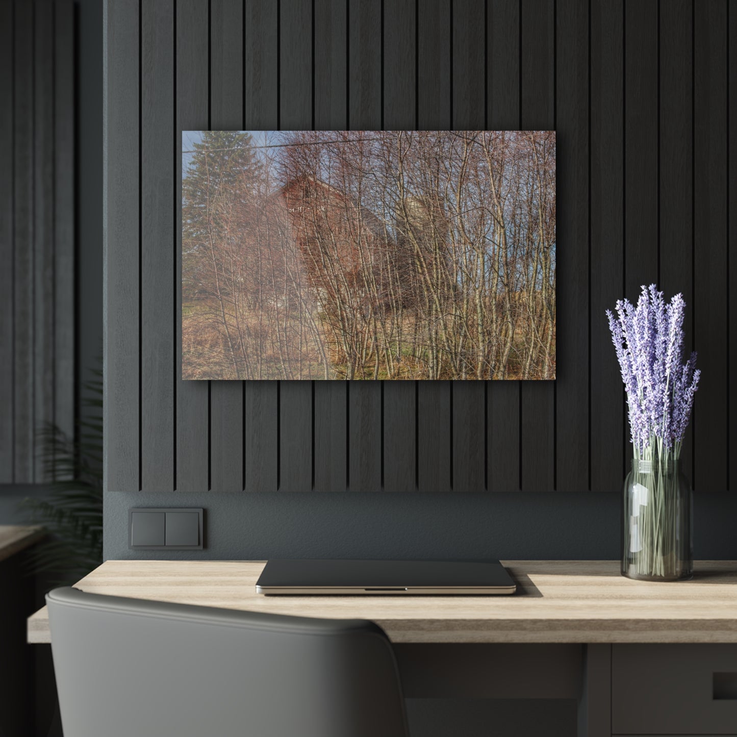 U R There Photography Otter Lake Hidden Red Rustic Farmhouse Acrylic Wall Print