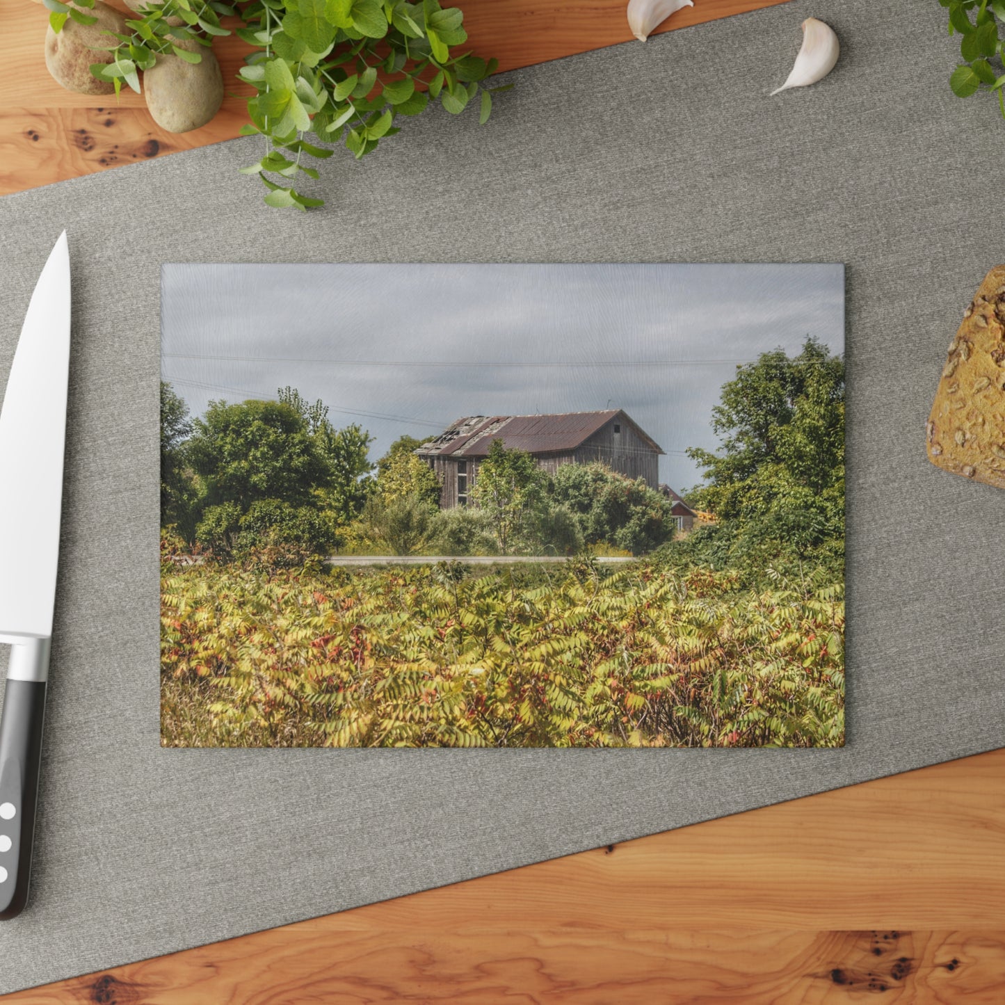 U R There Photography Van Dyke Grey Rustic Farmhouse Tempered-Glass Cutting Board