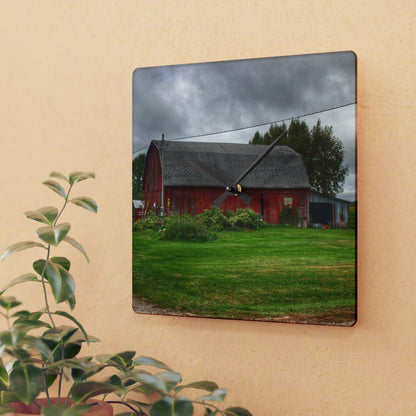 U R There Photography Country Red Rustic Farmhouse Acrylic Analog Wall Clock