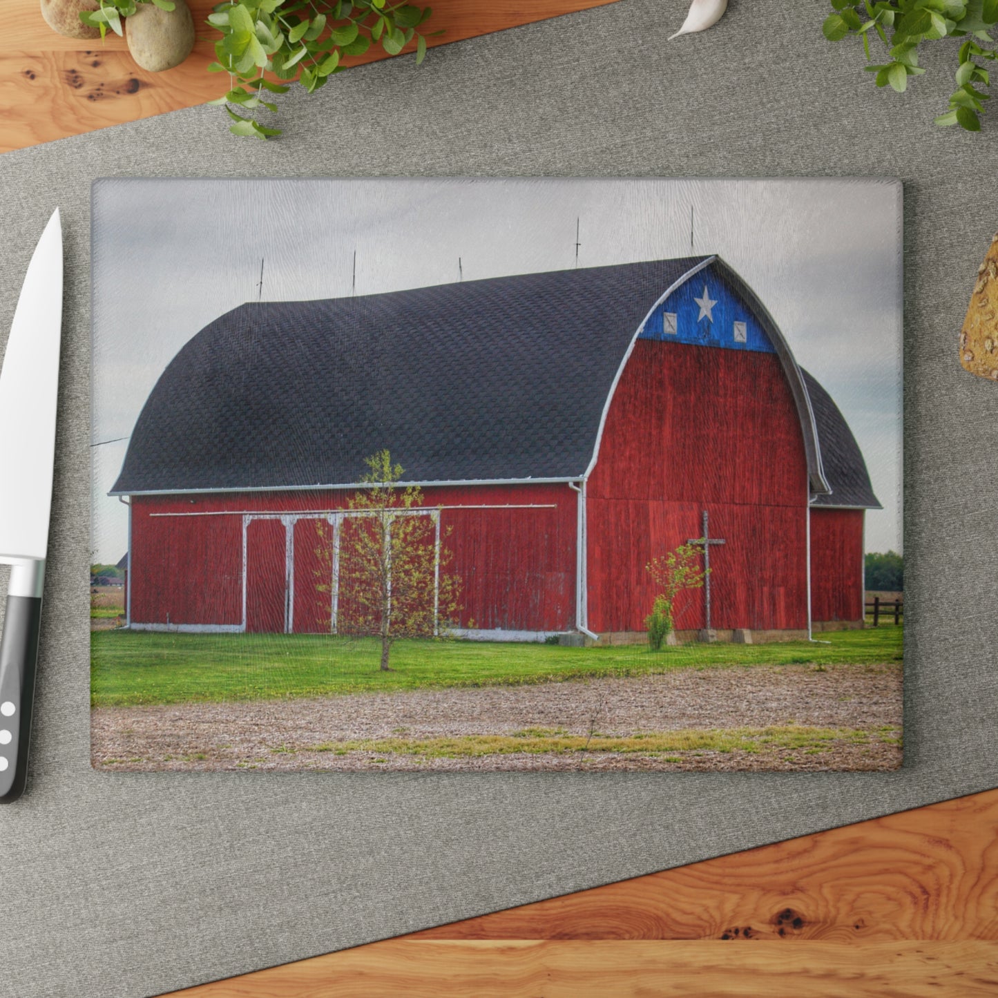 U R There Photography M-24 Star Barn Rustic Farmhouse Tempered-Glass Cutting Board