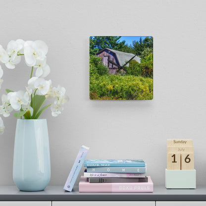 U R There Photography Saginaw Road Hidden Grey Rustic Farmhouse Acrylic Analog Wall Clock