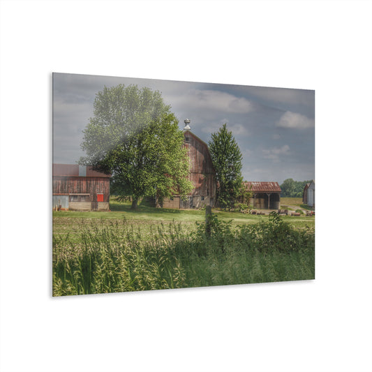 U R There Photography Ross Road Red Rustic Farmhouse Acrylic Wall Print 14 "x 11"