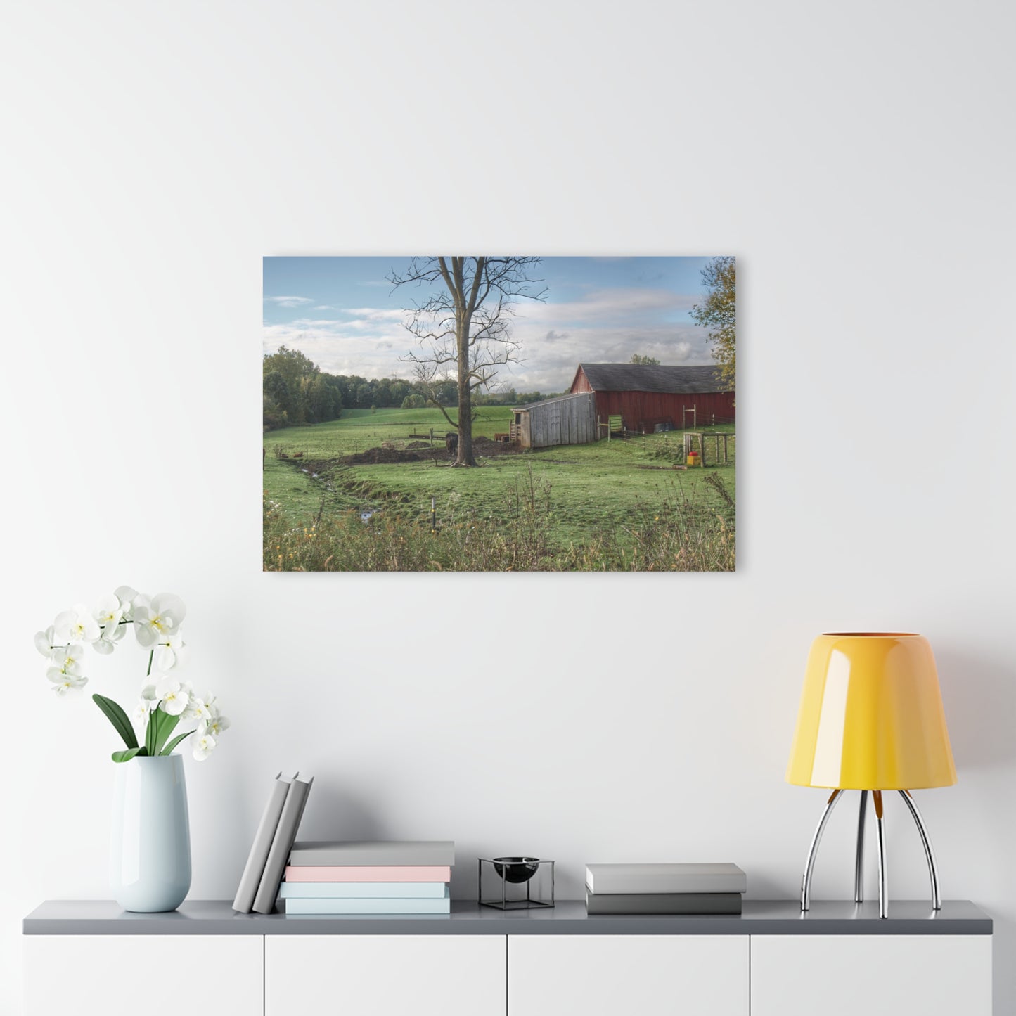 U R There Photography West Oregon Road Hidden Red III Rustic Farmhouse Acrylic Wall Print