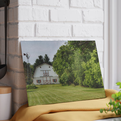 U R There Photography Hunters Creek White Rustic Farmhouse Tempered-Glass Cutting Board
