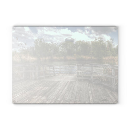 Barn Boutique Rustic Tempered-Glass Cutting Board| Bridge Overlooking Water Tower Park in Lapeer