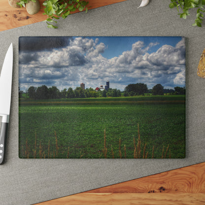 U R There Photography Farm from a Distance Rustic Farmhouse Tempered-Glass Cutting Board