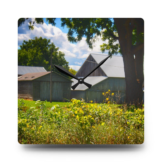 Hough Road Greys Rustic Farmhouse Acrylic Analog Wall Clock 10.75'' × 10.75'' (Square)