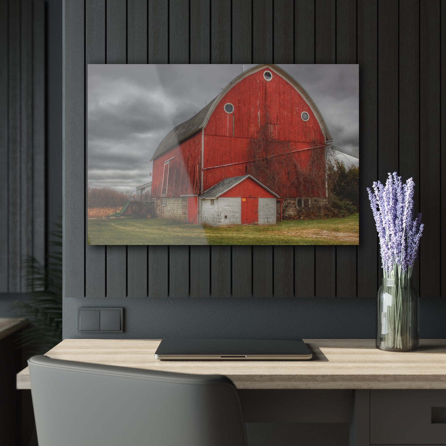 U R There Photography Slattery Road Fieldstone Red Rustic Farmhouse Acrylic Wall Print