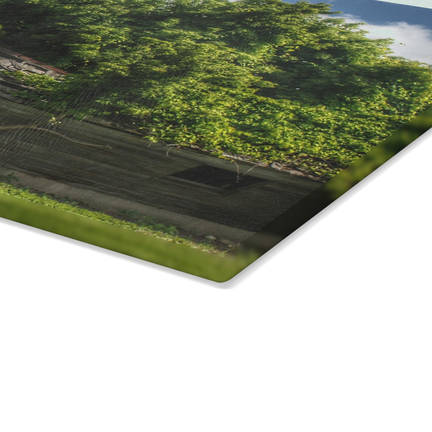 U R There Photography Brown City Road Barn and Buddy I Rustic Farmhouse Tempered-Glass Cutting Board