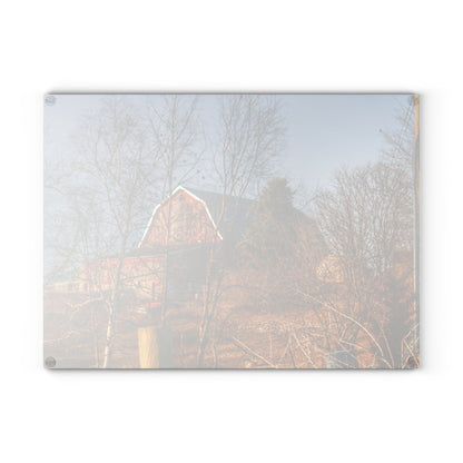 U R There Photography Marathon Road Hillside Red I Rustic Farmhouse Tempered-Glass Cutting Board