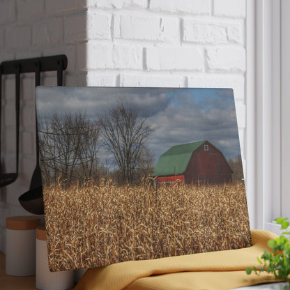 U R There Photography North Force Road Hidden Red Rustic Farmhouse Tempered-Glass Cutting Board