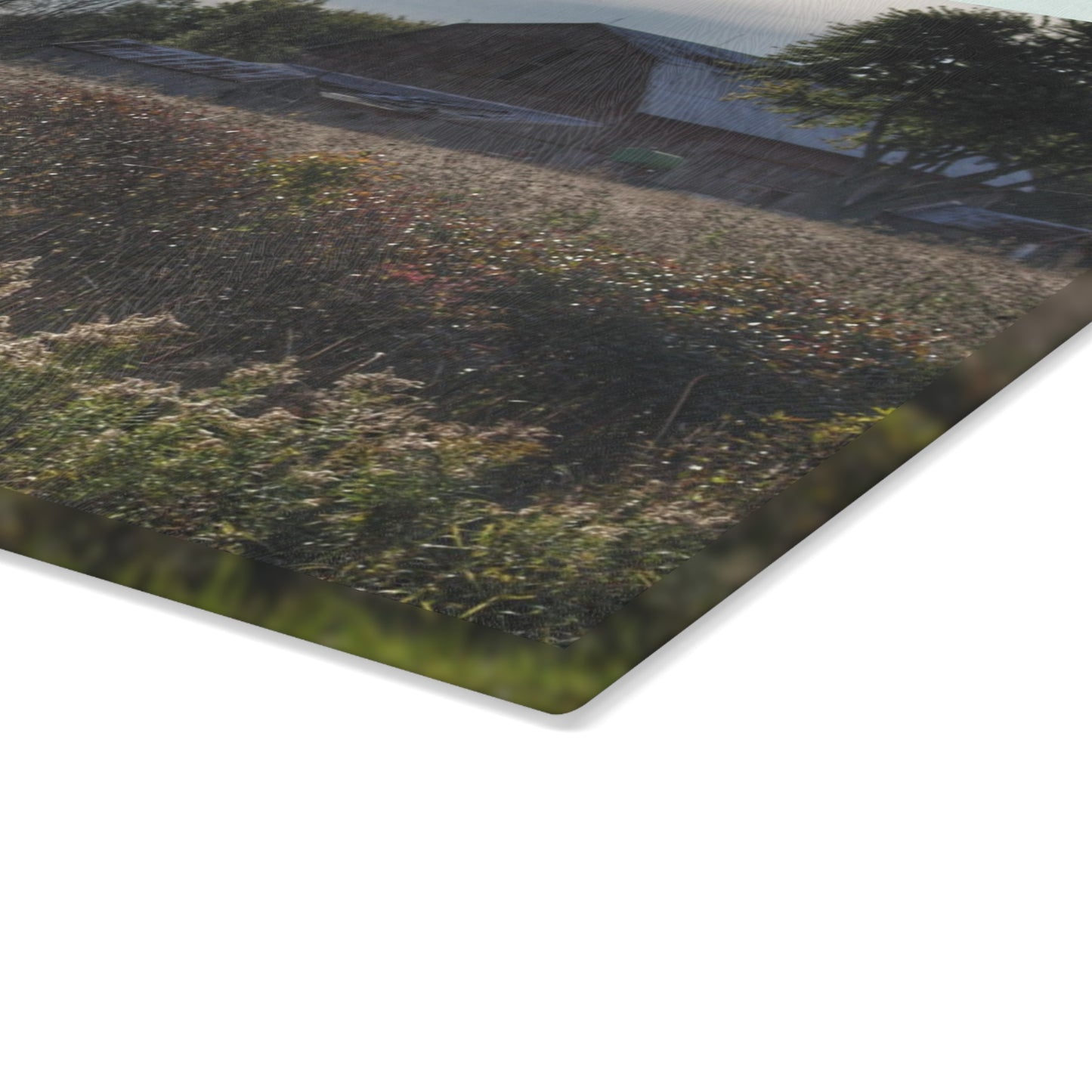 U R There Photography Brown City Road Red Rustic Farmhouse Tempered-Glass Cutting Board