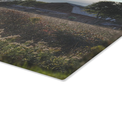 U R There Photography Brown City Road Red Rustic Farmhouse Tempered-Glass Cutting Board