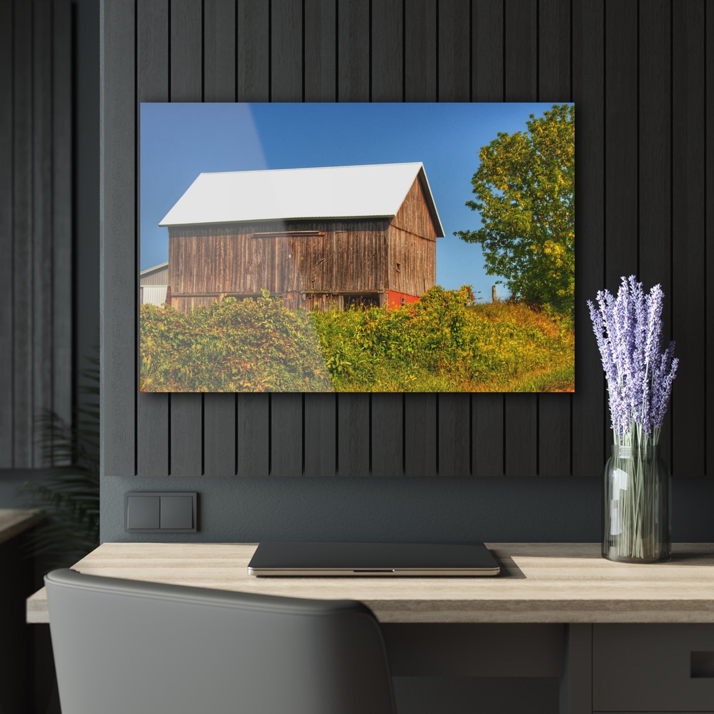 U R There Photography Hilltop High Grey Rustic Farmhouse Acrylic Wall Print