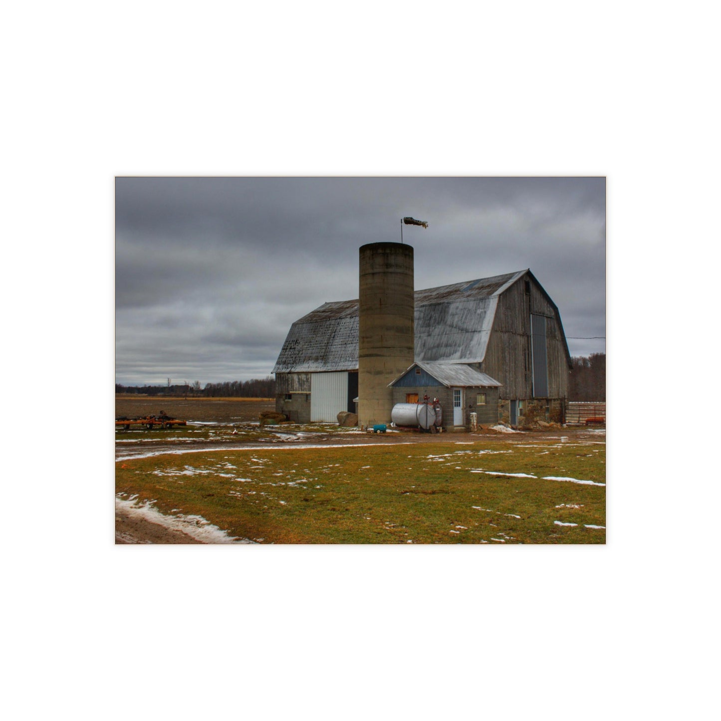 U R There Photography Chapman Road Grey I Rustic Farmhouse Decorative Ceramic Tile