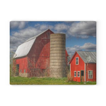 U R There Photography McDowell Road Reds I Rustic Farmhouse Tempered-Glass Cutting Board
