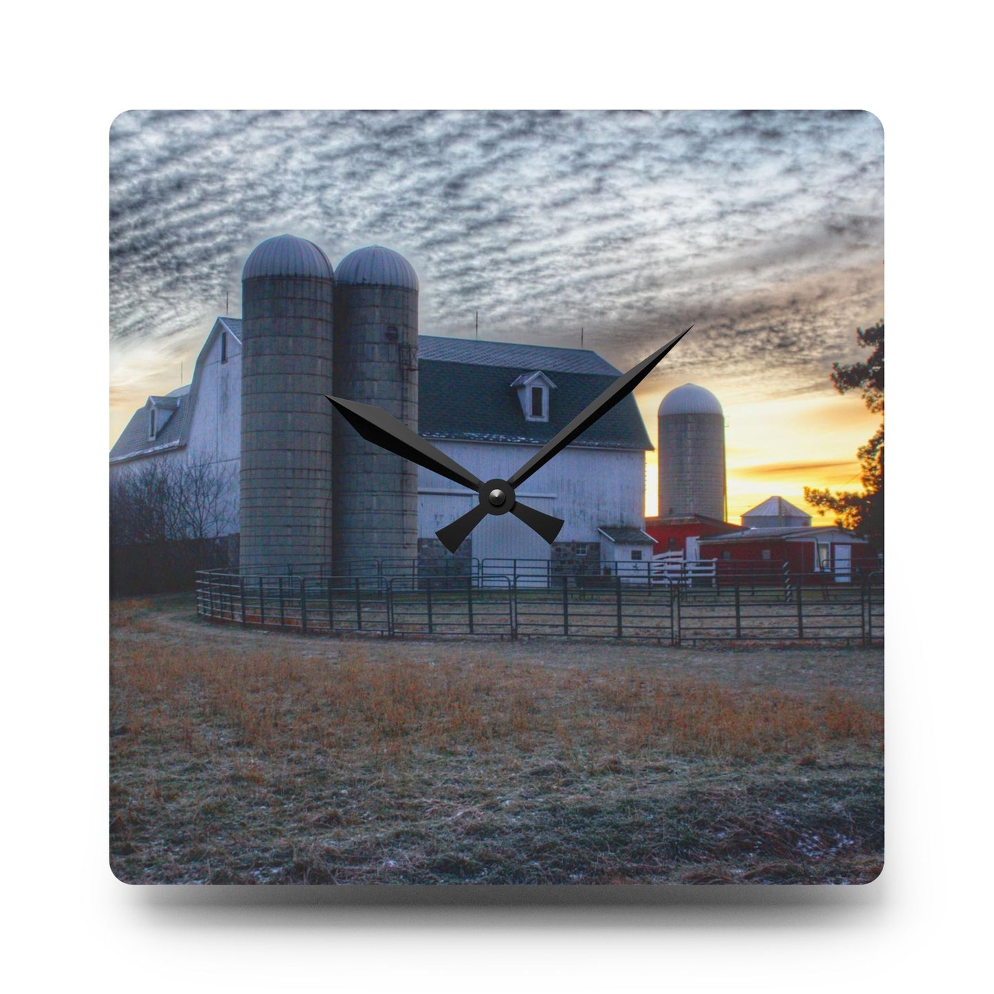 U R There Photography December Dawn Rustic Farmhouse Acrylic Analog Wall Clock