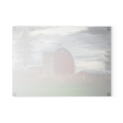 U R There Photography Haines Roadside Red and Silo Rustic Farmhouse Tempered-Glass Cutting Board