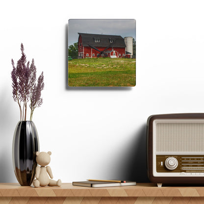 Rustic Farmhouse Wall Clock featuring Oxford Old Red and Silo