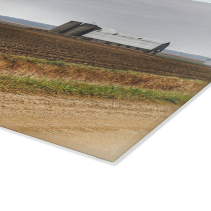 U R There Photography North Gates Road Old Grey I Rustic Farmhouse Tempered-Glass Cutting Board 8"x 11"