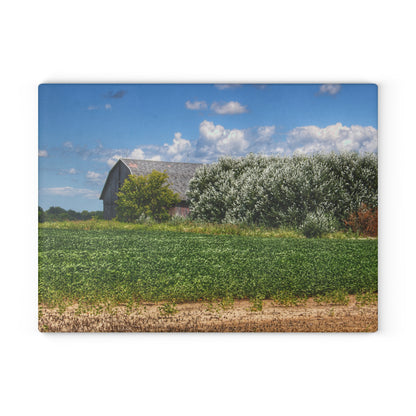 U R There Photography Lake Road Grey Rustic Farmhouse Tempered-Glass Cutting Board