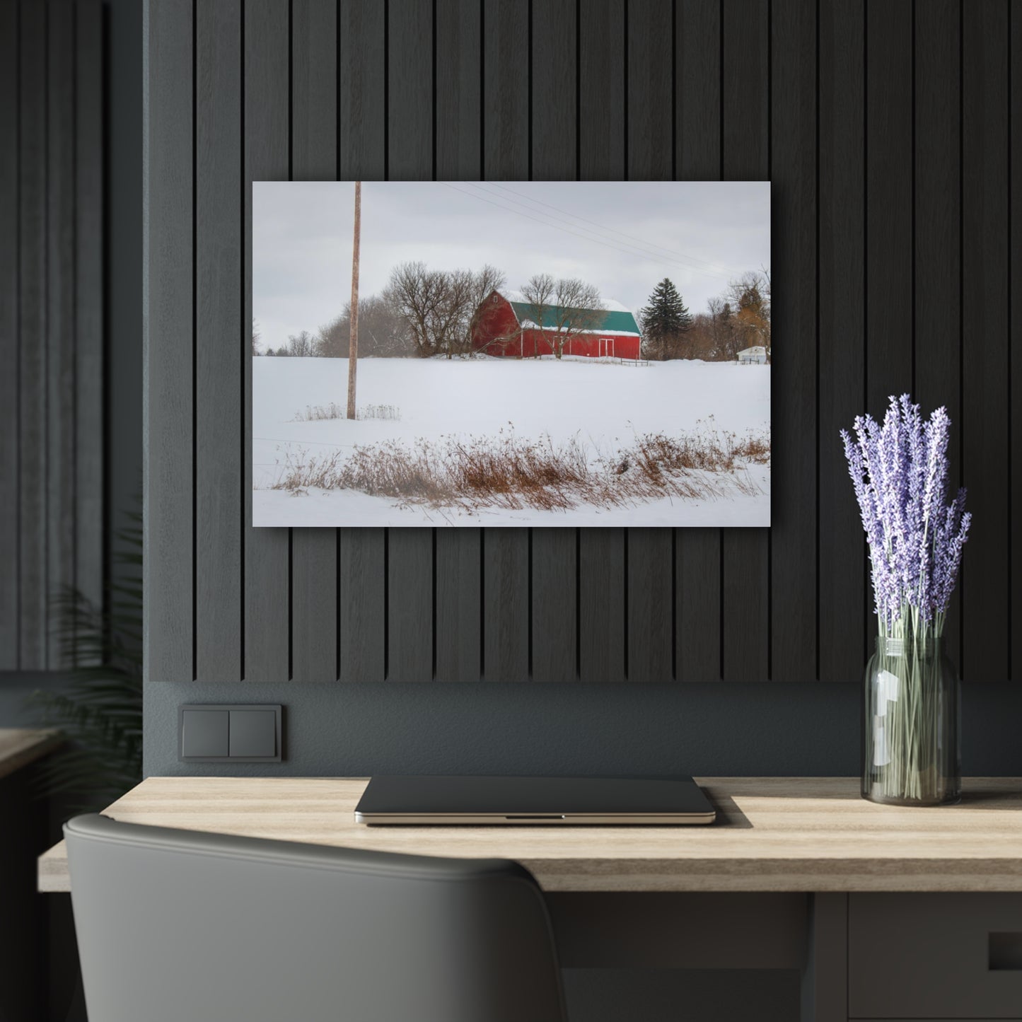 U R There Photography Five Lakes Hidden Red Rustic Farmhouse Acrylic Wall Print