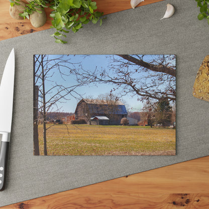 U R There Photography Rider Road Greys Rustic Farmhouse Tempered-Glass Cutting Board