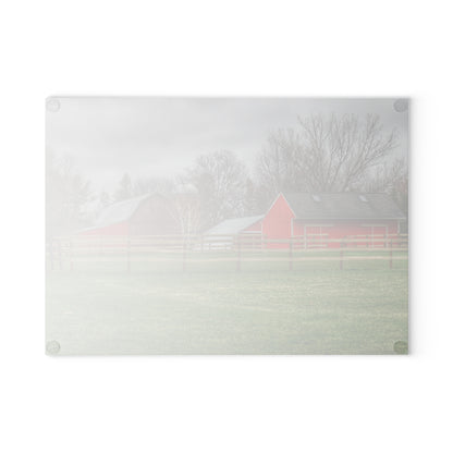 U R There Photography West Lake Road Farm I Rustic Farmhouse Tempered-Glass Cutting Board