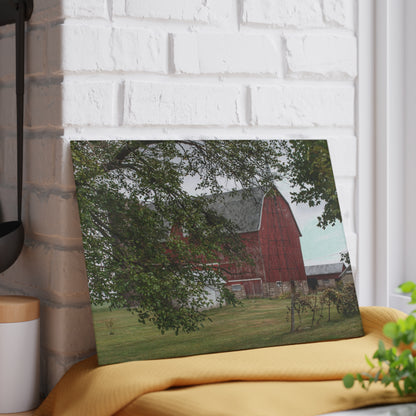 U R There Photography Weaver Road Red I Rustic Farmhouse Tempered-Glass Cutting Board