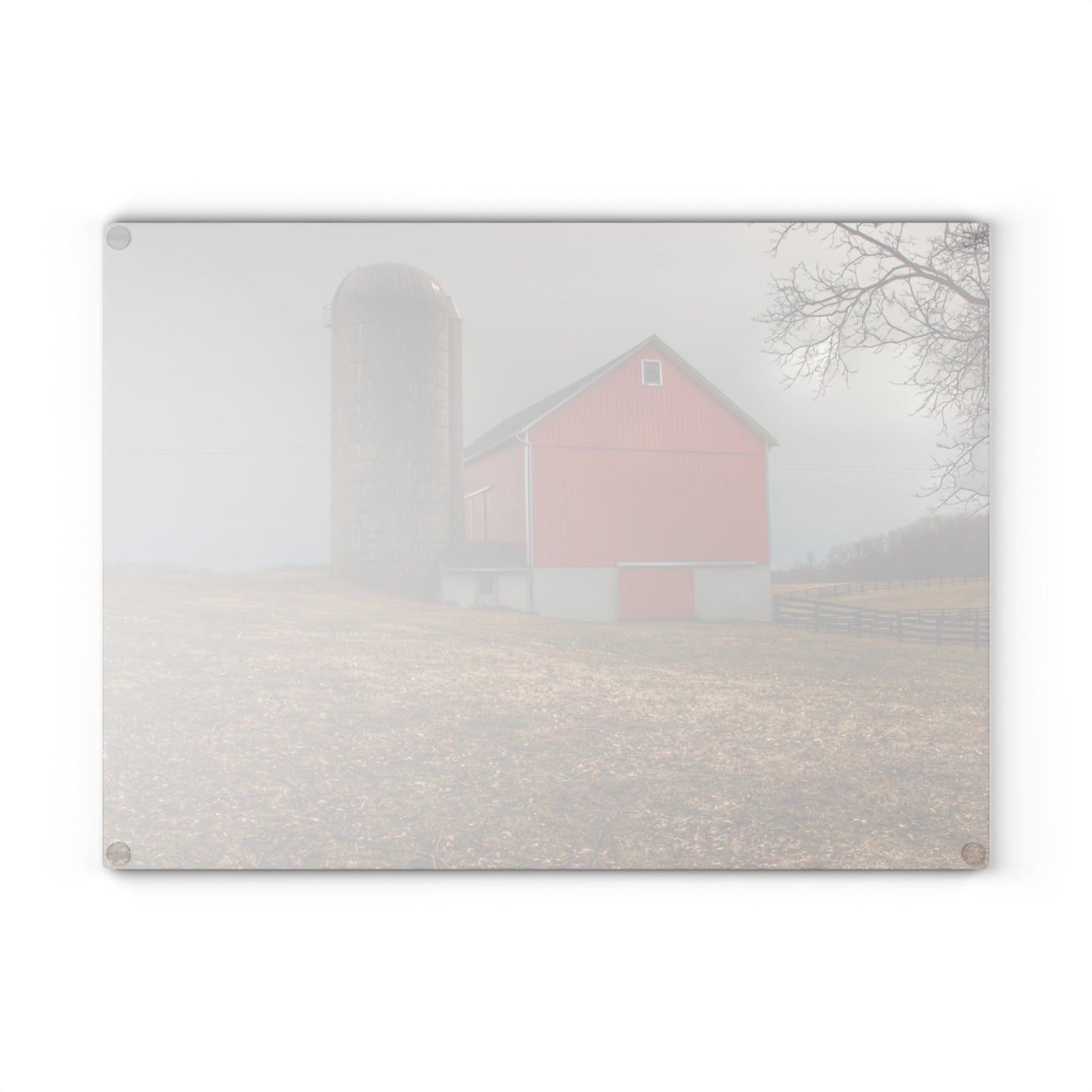 U R There Photography Brocker Road Red II Rustic Farmhouse Tempered-Glass Cutting Board