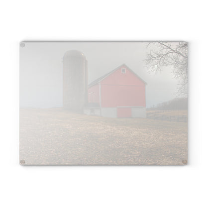 U R There Photography Brocker Road Red II Rustic Farmhouse Tempered-Glass Cutting Board