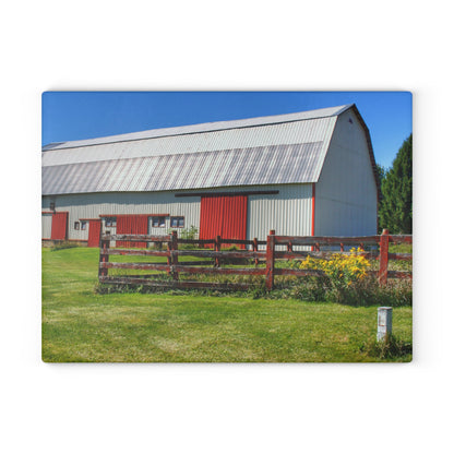 U R There Photography Bishop Road Beyond the Fence Rustic Farmhouse Tempered-Glass Cutting Board