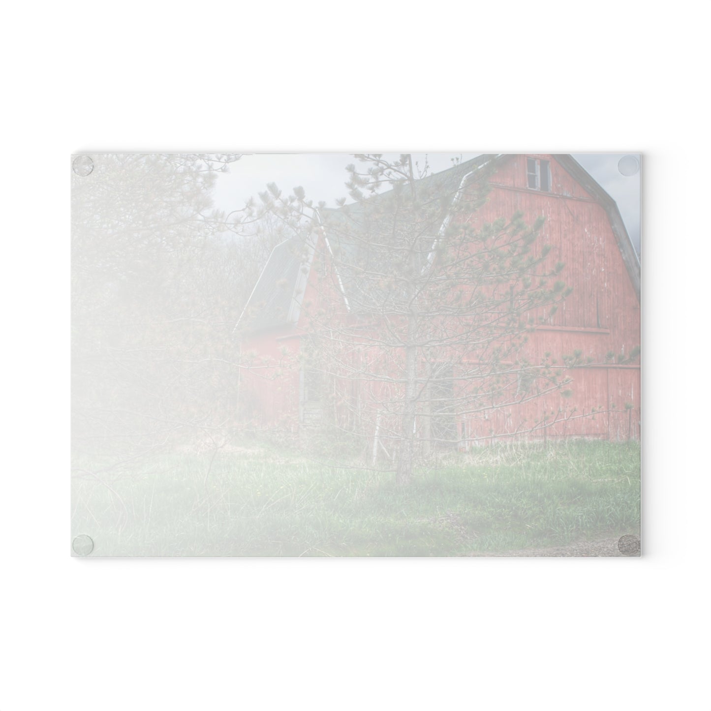 U R There Photography Hickory Ridge Red II Rustic Farmhouse Tempered-Glass Cutting Board