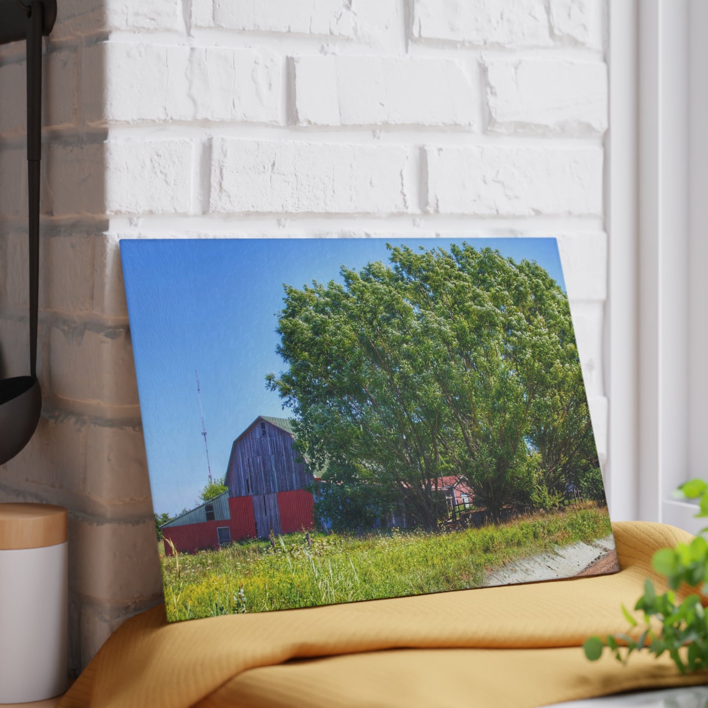 U R There Photography East Farrand Grey Rustic Farmhouse Tempered-Glass Cutting Board