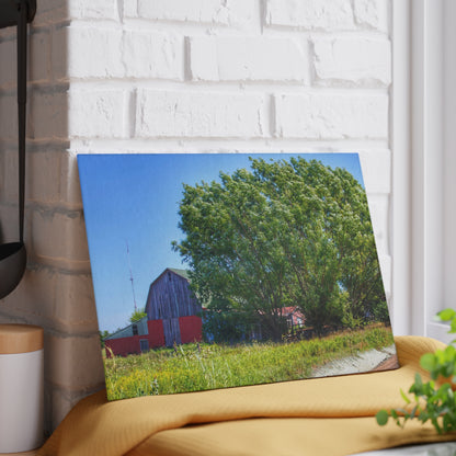 U R There Photography East Farrand Grey Rustic Farmhouse Tempered-Glass Cutting Board