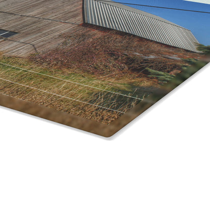 U R There Photography Dodge Road Grey I Rustic Farmhouse Tempered-Glass Cutting Board