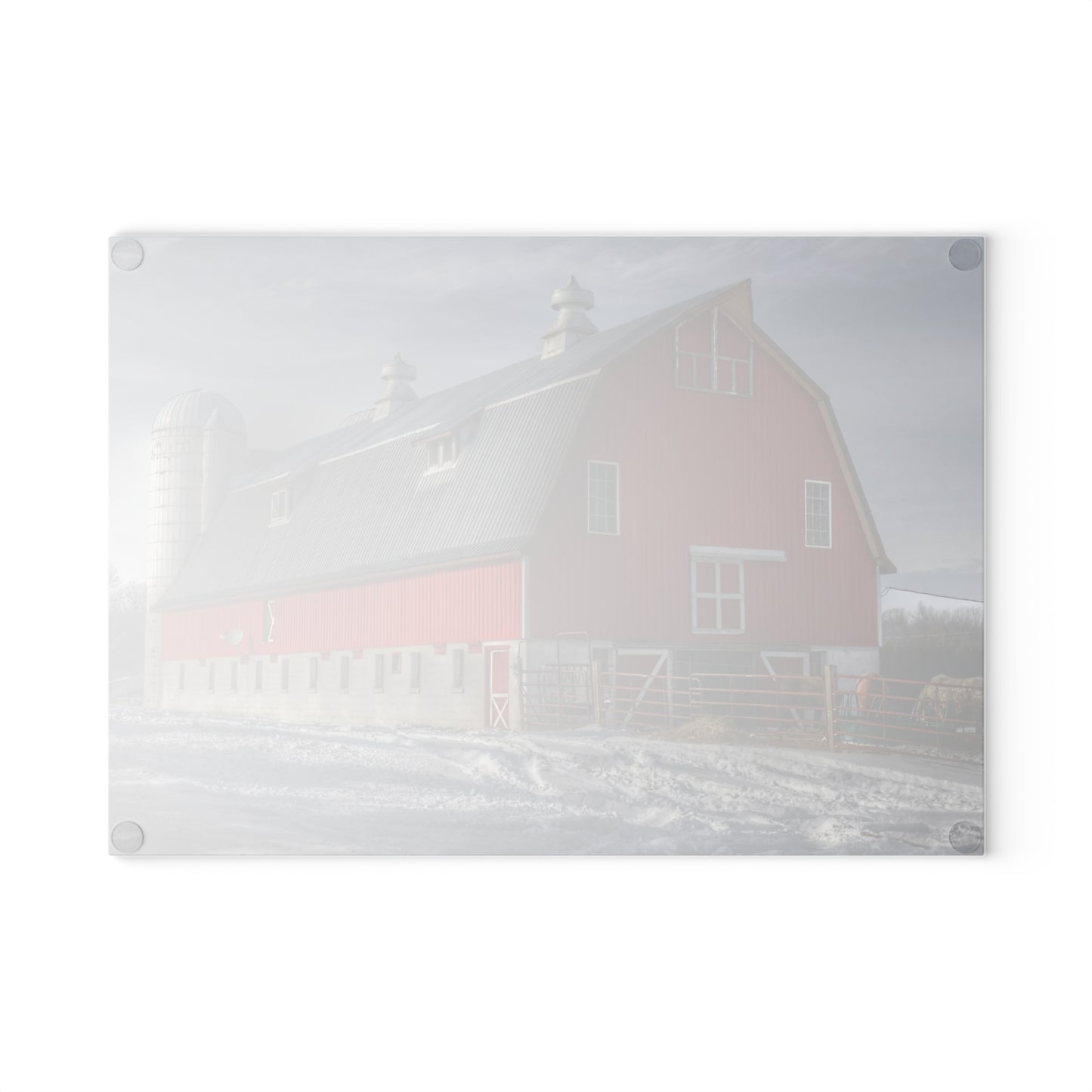 U R There Photography Casey Road Red Rustic Farmhouse Tempered-Glass Cutting Board