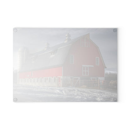 U R There Photography Casey Road Red Rustic Farmhouse Tempered-Glass Cutting Board
