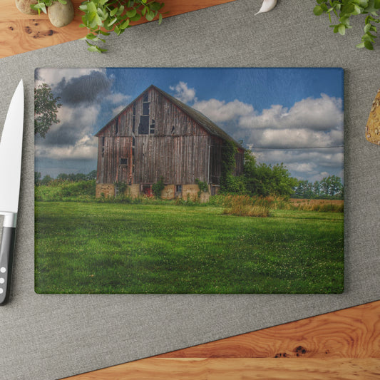 U R There Photography Bohms Road Grey II Rustic Farmhouse Tempered-Glass Cutting Board