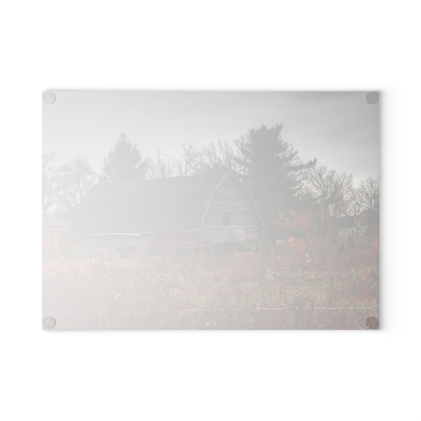 U R There Photography Field Grey and Little Red Rustic Farmhouse Tempered-Glass Cutting Board